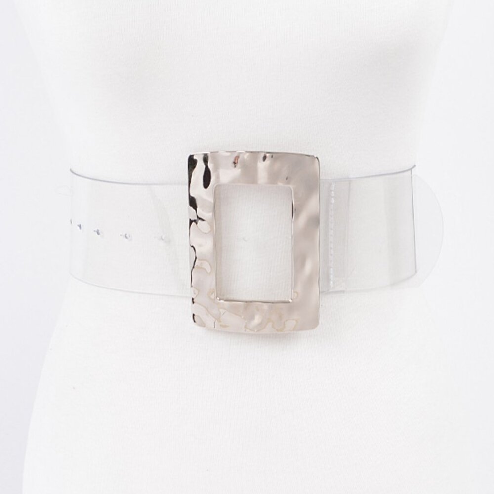 BNWT Hammer Textured Buckle Cleared Transparent Fashion Belt